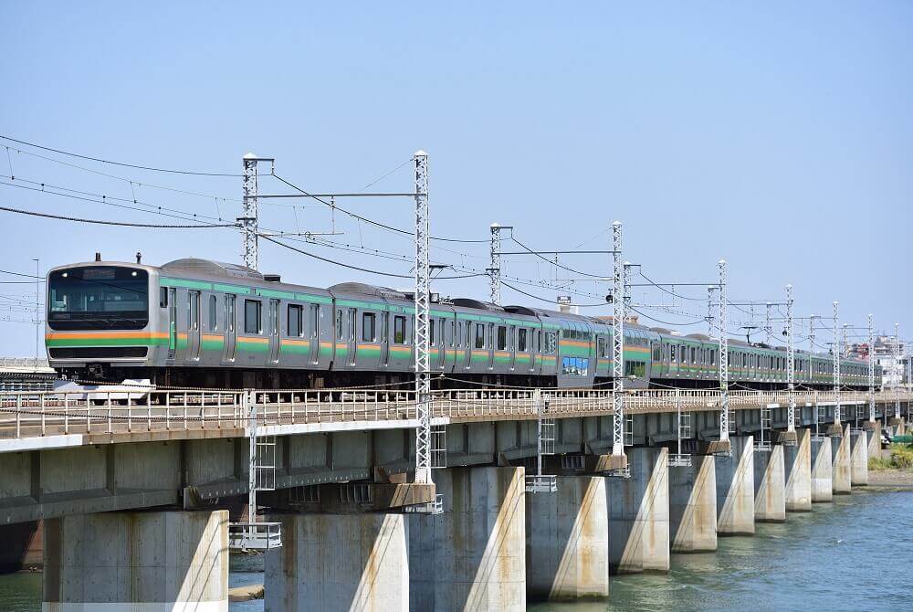 橋の上を走る電車